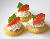 Canape Catering - Walnut and Gruyere Biscuit with Goats Cheese & Strawberries