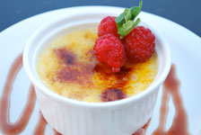 creme brulee with raspberries