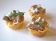 Shredded Fillet of Angus Beef with Tarragon Mayonnaise in a Filo Cup